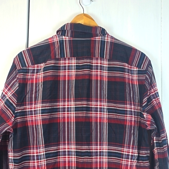 John Varvatos Mens RED White Blue PLAID Cotton Button down Shirt Sz.M - Picture 6 of 12